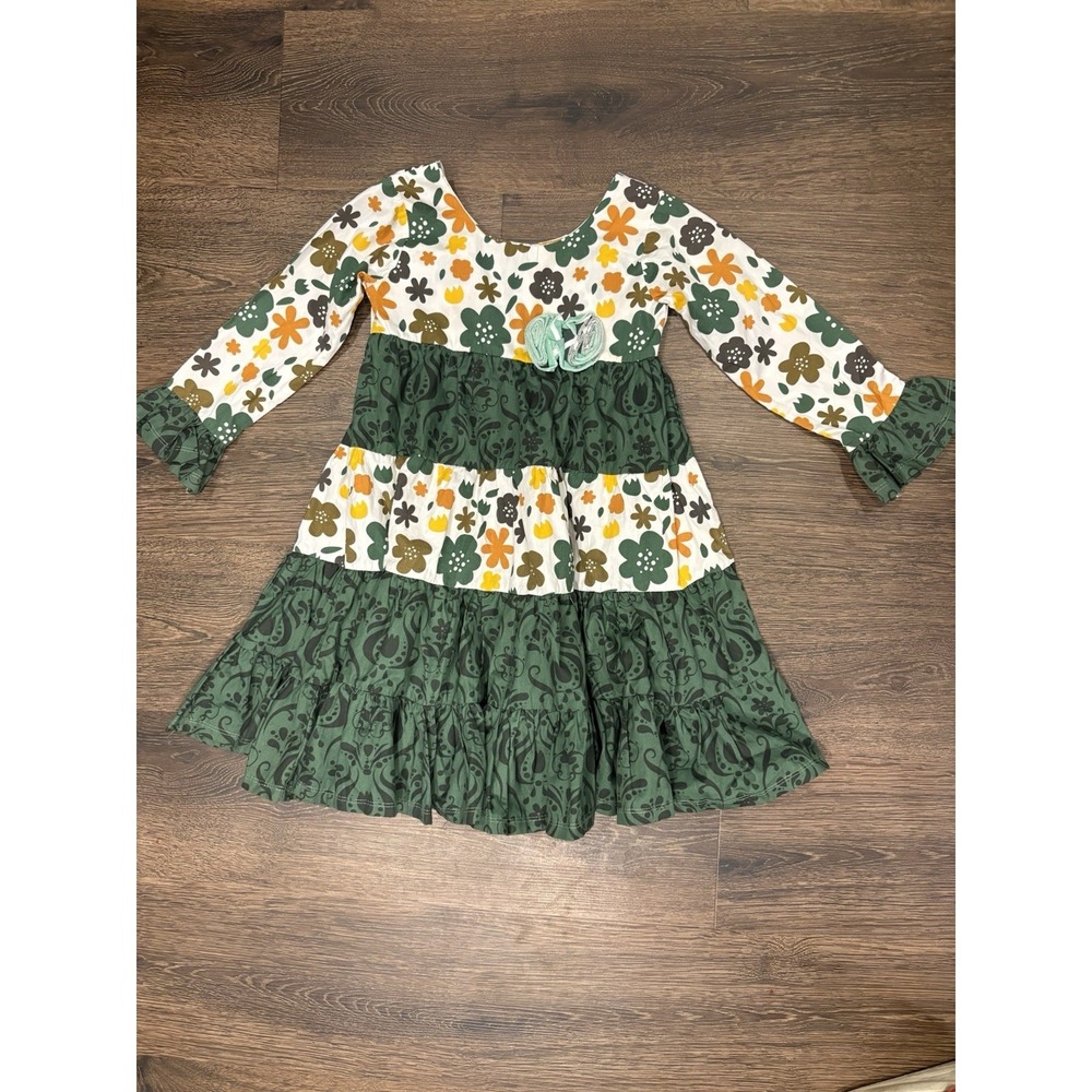 Jelly The Pug Girls Monaco Heather Multiprint Twirly Cotton Dress Size 5T NWT